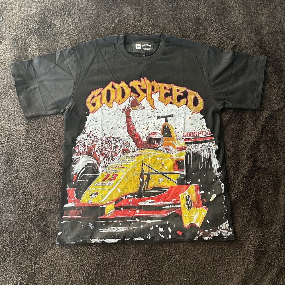 GODSPEED F1 FINISH LINE TEE BLACK || SIZE MEDIUM || BRAND NEW
